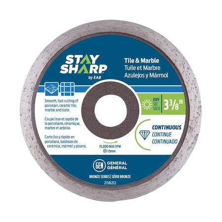 Muebles Para El Hogar 3.37 in. Continuous Rim Ceramic Tile Bronze Diamond Blade - Recyclable MU3354827